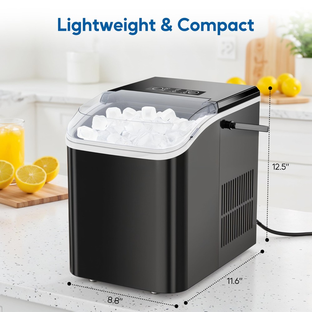Countertop Ice Maker Machine Self-Cleaning with Scoop Basket & Handle