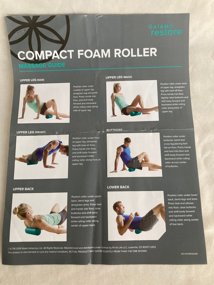 GAIAM RESTORE- Compact Foam Roller with Massage Guide