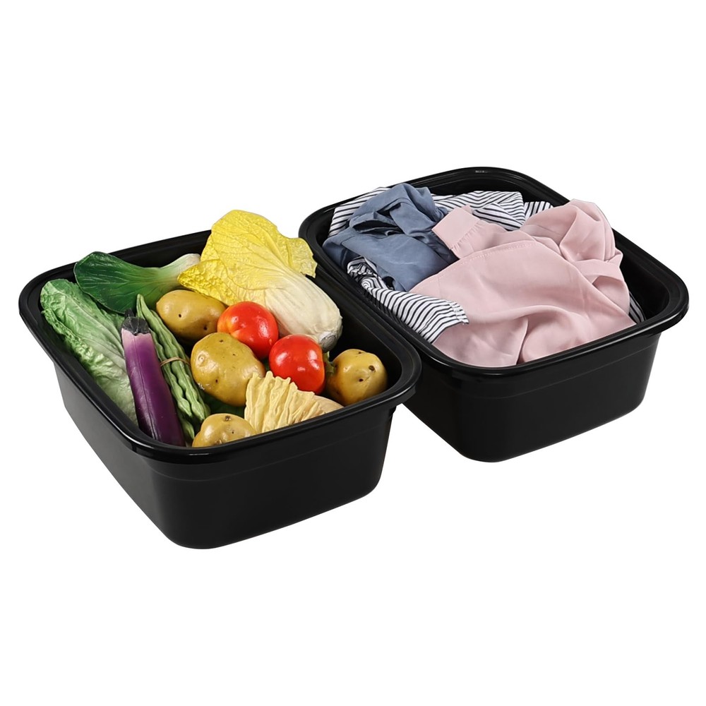 Saedy 2-Pack 18 Quart Plastic Kitchen Washing Basin, Rectangular Dishpan Wash...