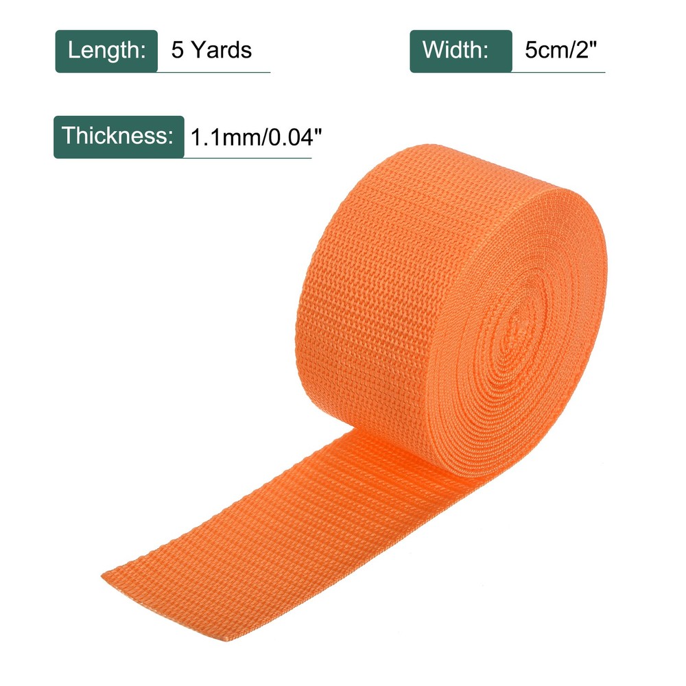 Lightweight Polypropylene Webbing Strap 2" 5 Yard Backpack Strap Light Orange