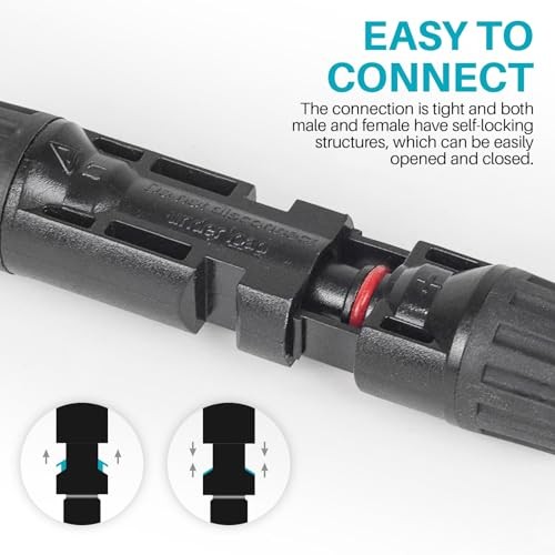 2 Pack solar connectors Tool-Free solar cable 2 PCS Parallel 5 Solar Panels