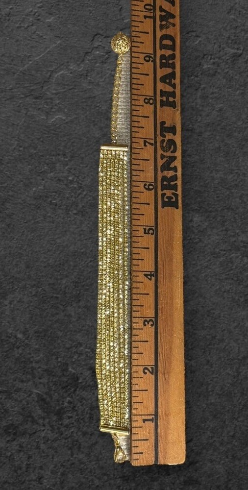 Handmade Gold Tone Rhinestone Statement Bracelet