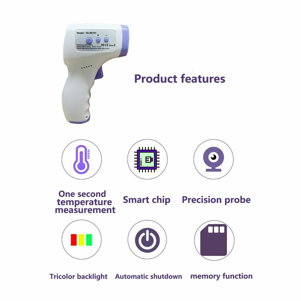 Digital LCD Infrared Thermometer Non-contact Forehead Temperature, 20-pack