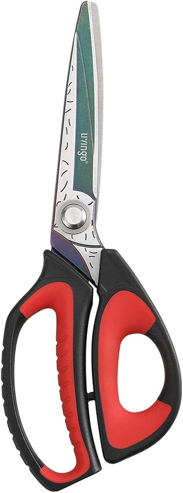 LIVINGO 10" Multipurpose Heavy Duty Scissors, Premium Titanium Coating Red