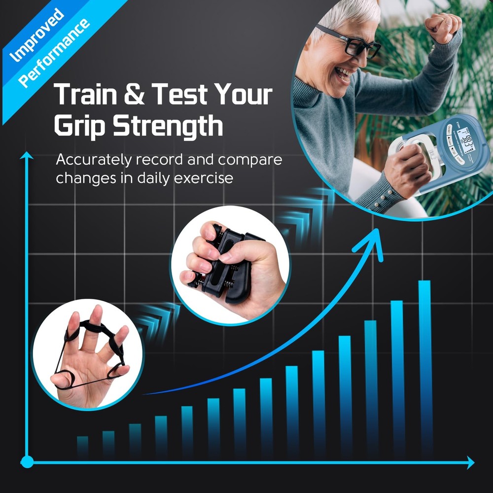 Grip Strength Tester Hand Dynamometer - Electronic Meter Digital Agarre Blue