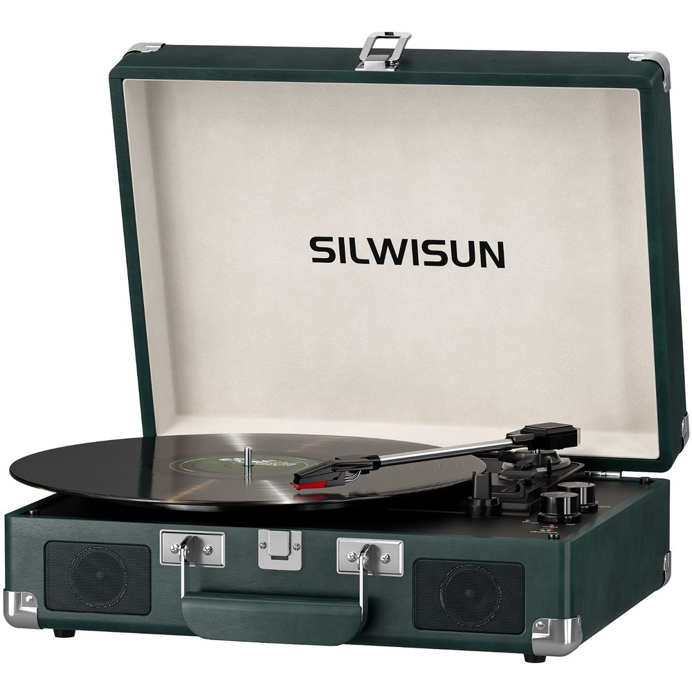 Record Player with Speakers, Bluetooth Vinyl Record Player with Recording