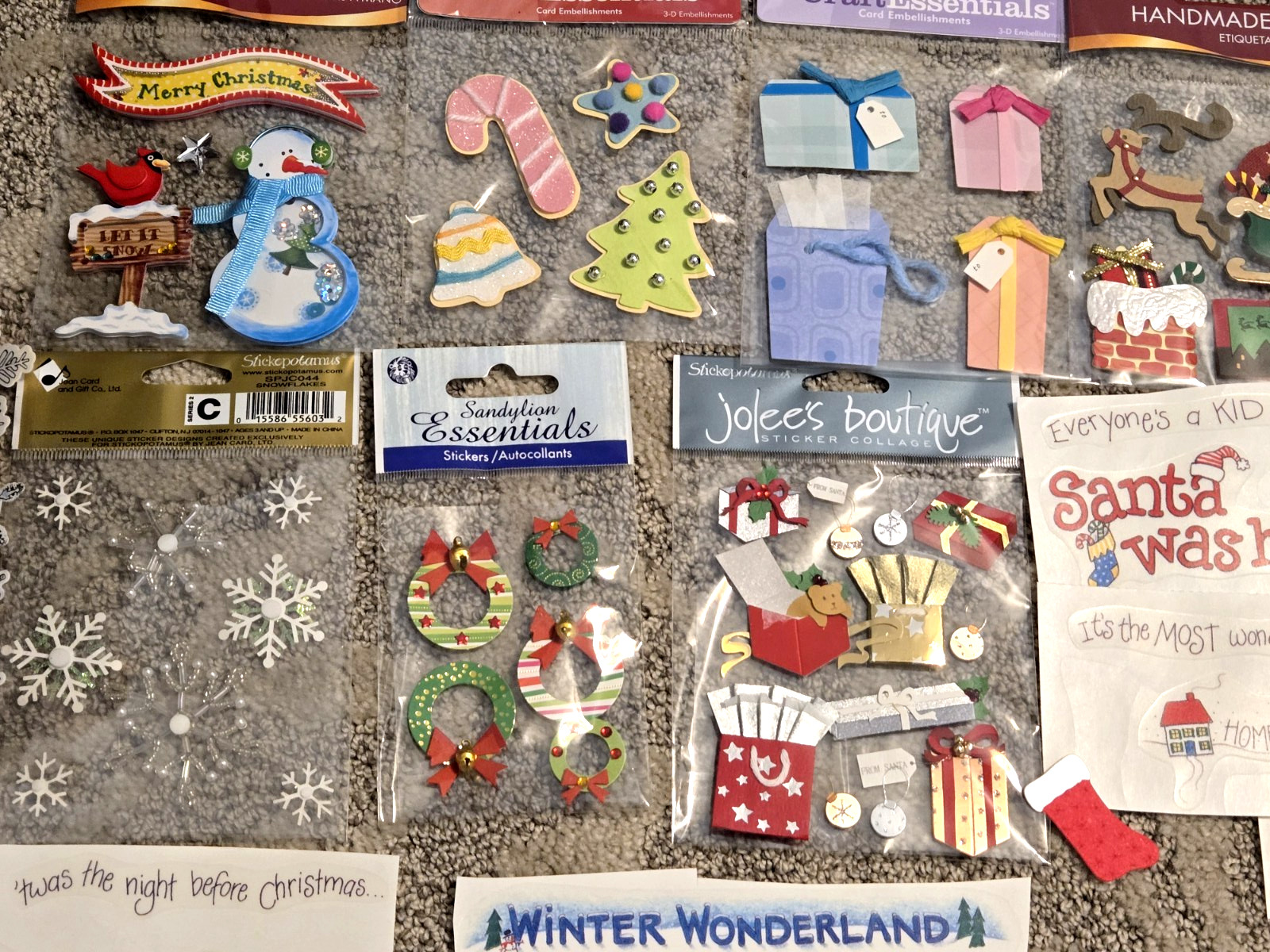 Holiday Sticker Lot Jolee's Christmas, Valentine's, Easter, Halloween, +++ NEW