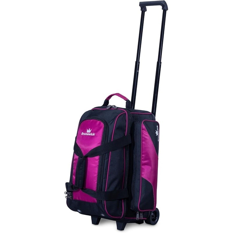 Zone Double Roller Bowling Bag Retractable Handle Zippered Accessory Compartment