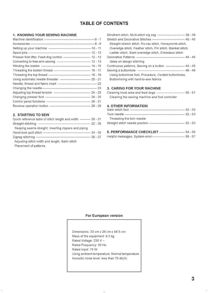SINGER ONE Sewing Machine User Manual Operation Guide