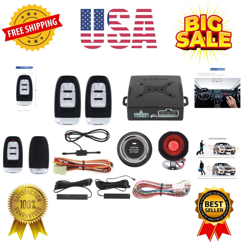 EC003 Smart Key PKE Passive Keyless Entry Car Alarm System Push Start Button ...