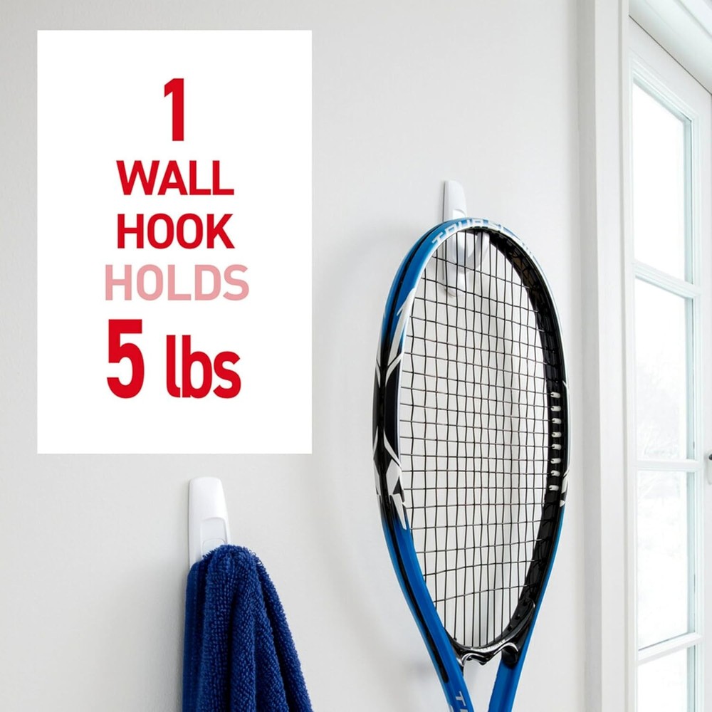 Command 5 lb Large Utility Hooks, 7 Wall Hooks and 12 1 Pack, White
