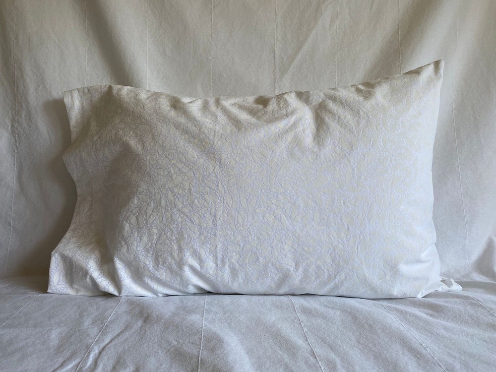 White on White Leaf Pattern Pillowcase | Handmade | 100% Cotton