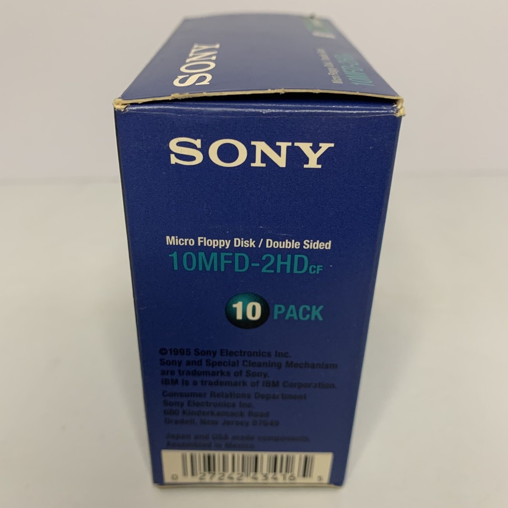 Sony MFD 2HD Micro 3.5" Floppy Disk IBM Formatted 9 Diskettes Pack Open Box