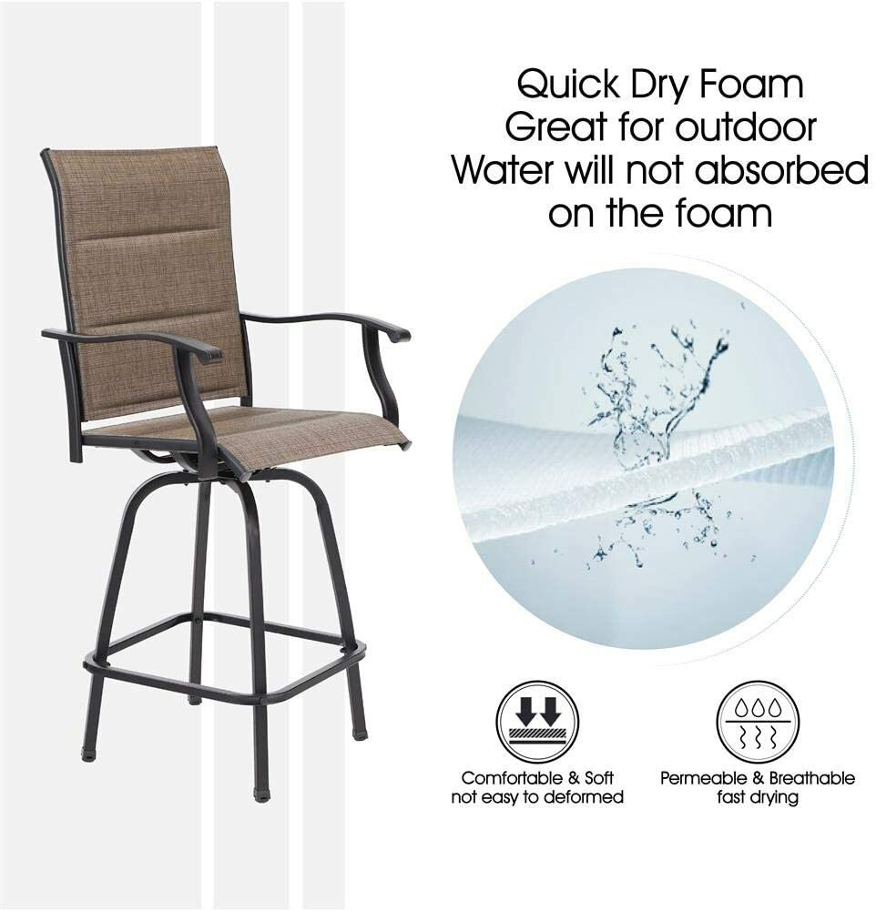 Outdoor Swivel Bar Stools Set of 2 Kitchen Bar Height Patio Chairs Furniture Set