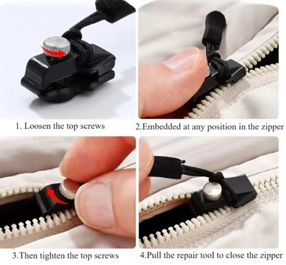 12-Pack Universal Quick-Fix Zipper Repair Kit Detachable Slider Replacement