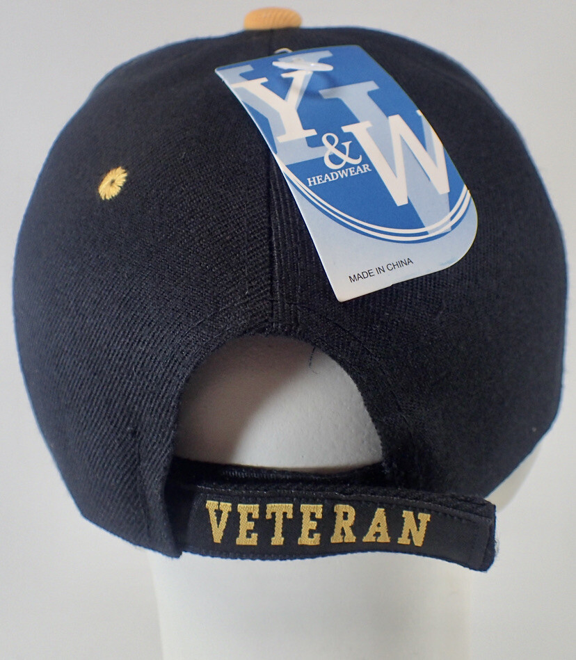 U.S. VETERAN EAGLE INSIGNIA BLACK BASEBALL CAP HAT NOS