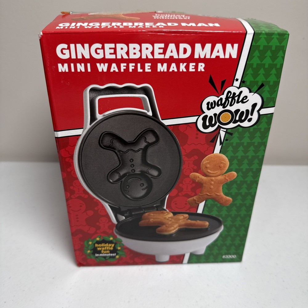 Waffle Wow! Gingerbread Man Mini Waffle Maker New Open Box