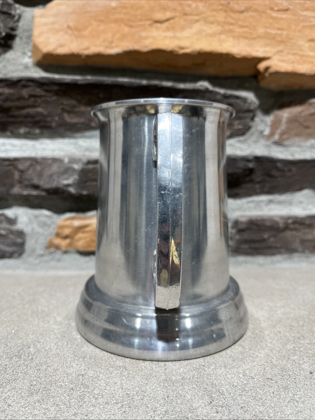 Metal Vintage Beer Stein Mug With Clear Bottom 5.5”