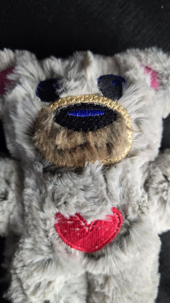 Safety Teddy Bear Embroidered Hearts Plush