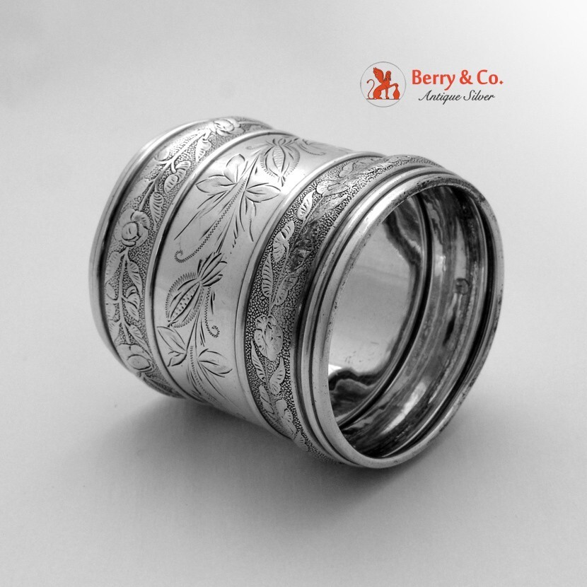 Butterfly Engraved Napkin Ring Sterling Silver Gorham 1880
