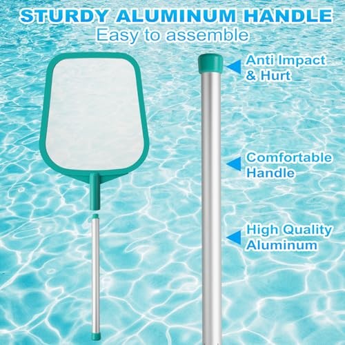 Pool Skimmer - Pool Net with Pole, Pool Skimmer Net with Solid Plastic Frame,