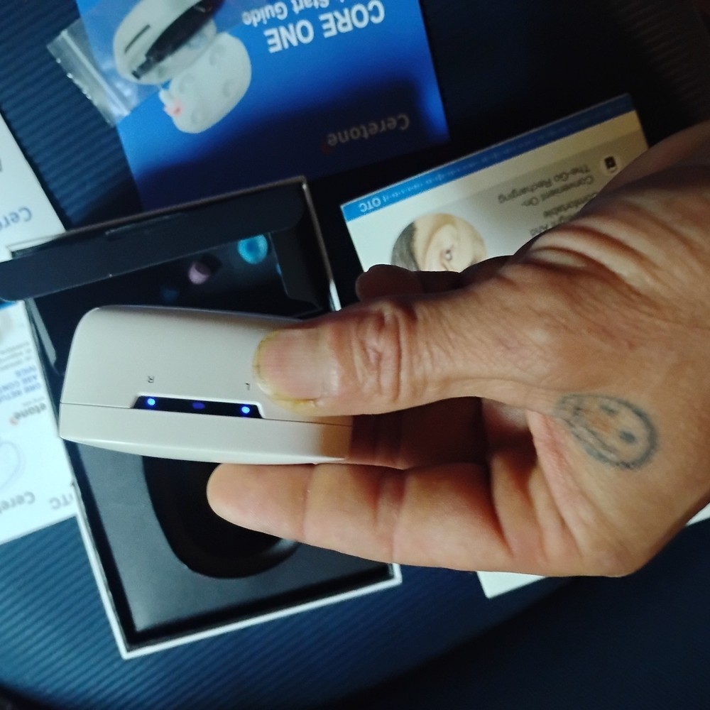 Ceretone Core One OTC Rechargeable CIC Hearing Aids, White, Case & Tips