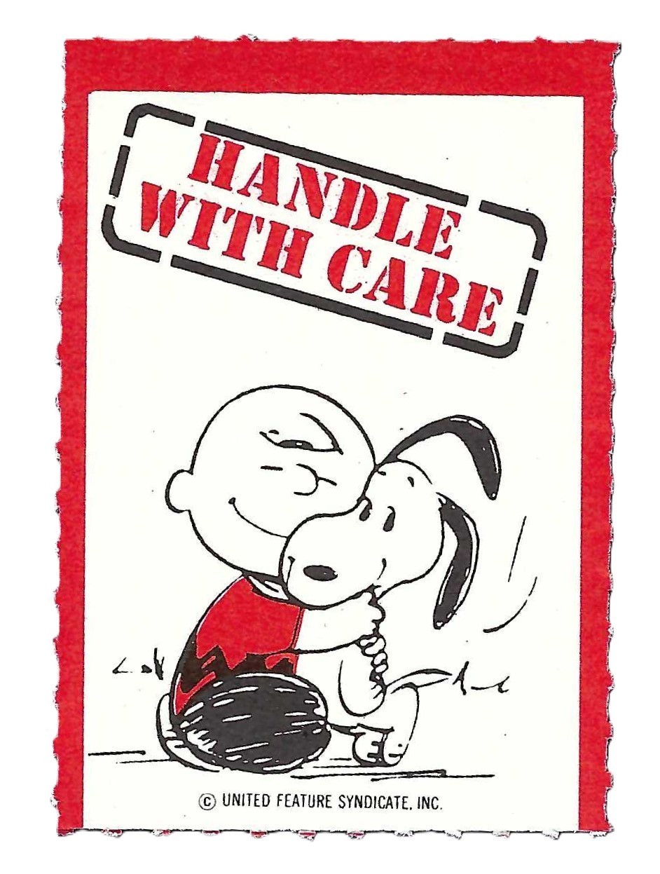 Peanuts / Snoopy Cartoon Poster Stamp - Charles Schulz - Handel with Care