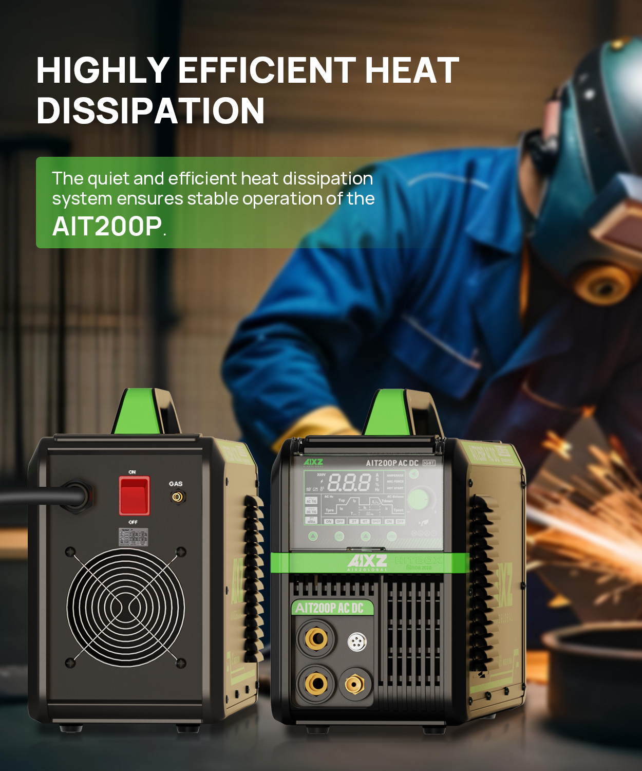 AIXZ 200A AC DC Alu TIG Welder with Foot Pedal,5in1 HF Pulse TIG Welding Machine