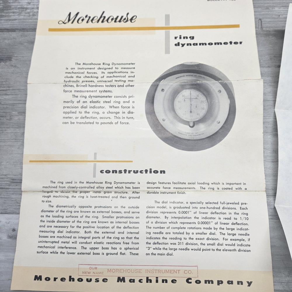 MOREHOUSE 5000 LB CAPACITY RING DYNAMOMETER CALIBRATOR