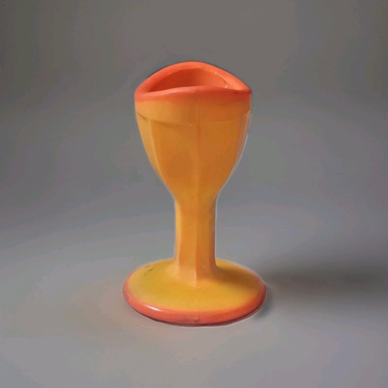 VINTAGE UV REACTIVE SLAG Glass ORANGE SWIRL Ribbed Design Eye Wash Cup by ROSSO