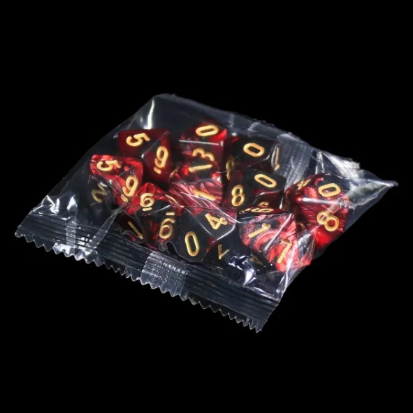 NEW RPG Dice Set of 10D10 -MidNight Dark Ruby