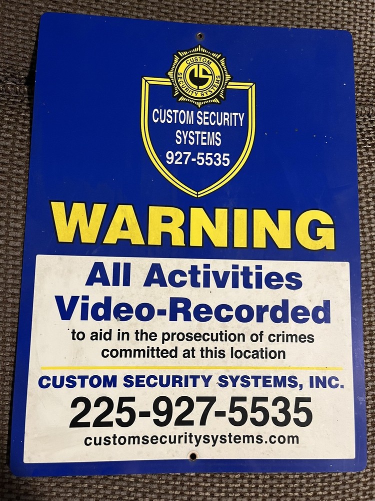 Custom Security Systems Warning Sign - Plastic - All Activities Video Recorded