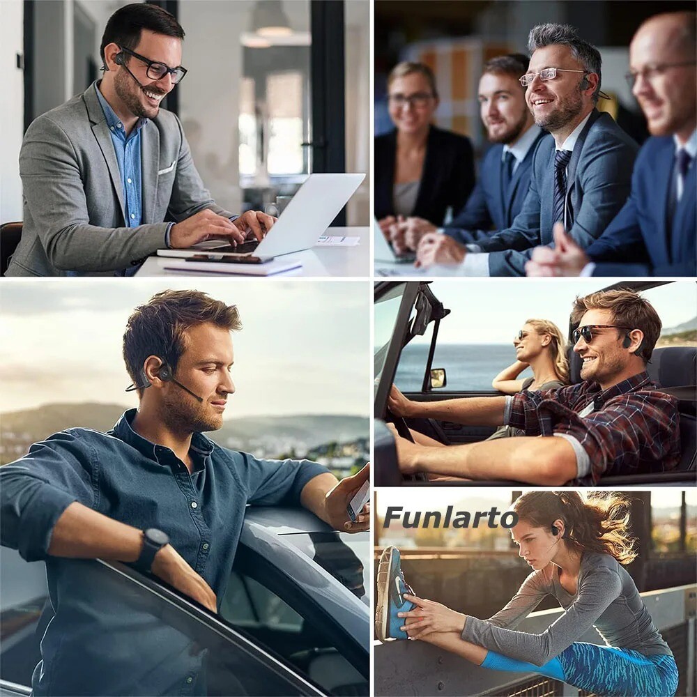 Trucker Bluetooth 5.3 Open Ear Wireless Headset With Dual Noise Cancelling Mic