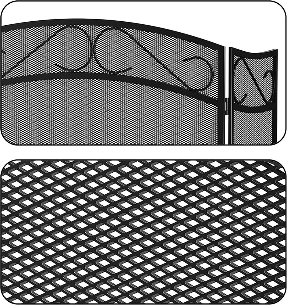 Fireplace Screen Wood Burning Fireplace Foldable 3 Panel Wrought Iron Fireplace