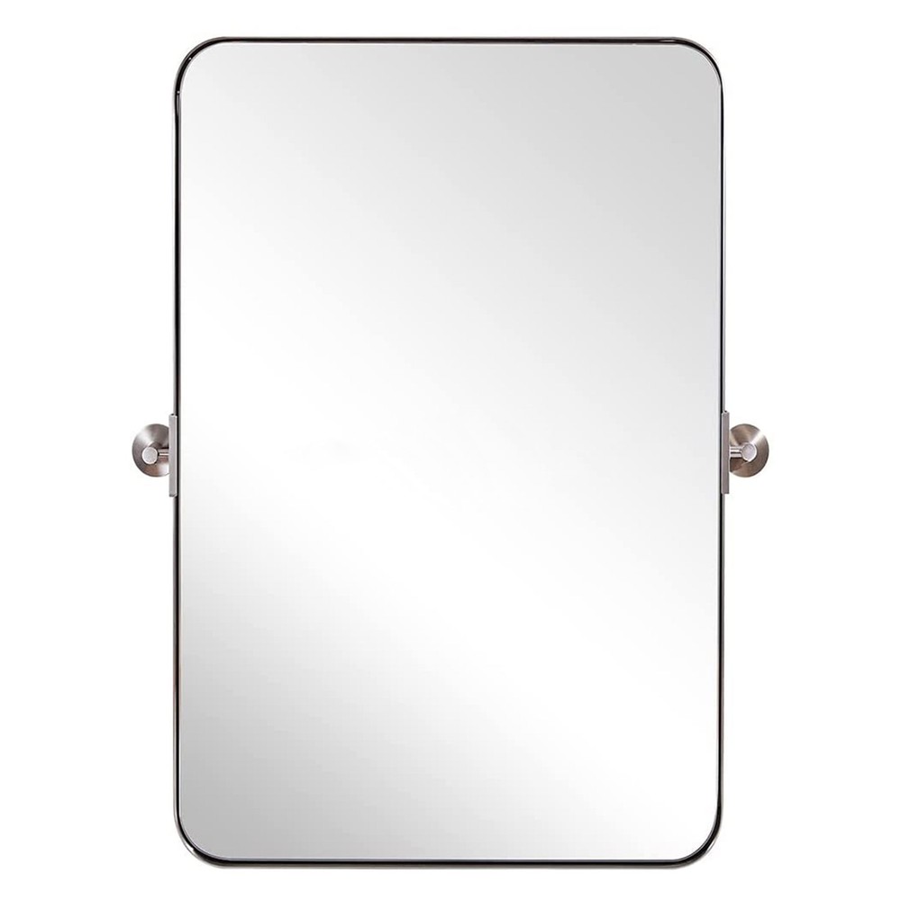 Modern 22x34" Rectangular Wall Hanging Bathroom Mirror, Brushed Gold (Open Box)