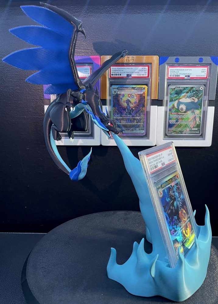 Mega Charizard X Phantasmal Flames Display Stand Pokemon Universal Grading Slabs
