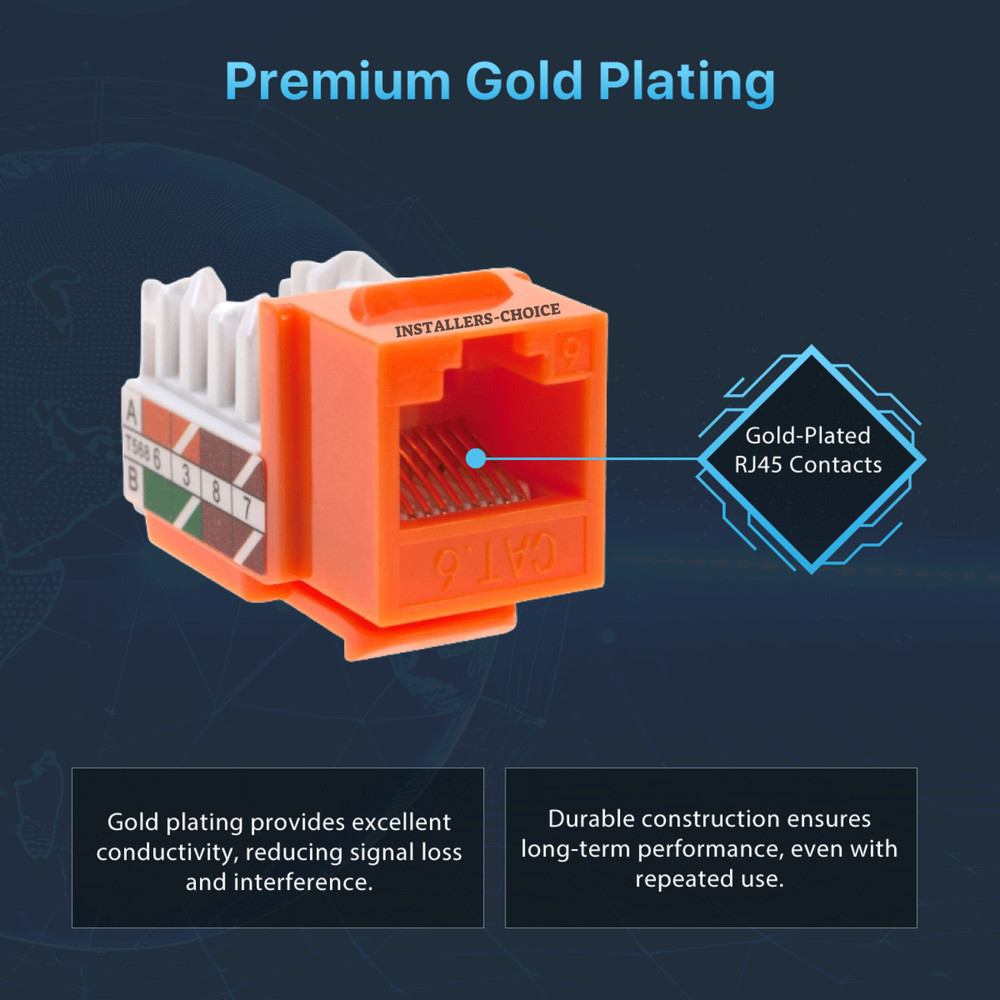 40 pcs Cat6 Punchdown Keystone Jack Orange 45 Degree Angle Ethernet Network PACK