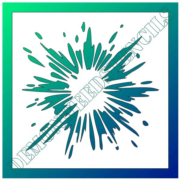 10"x10" Clear Plastic Stencil - Explosion (RA4) (.007")