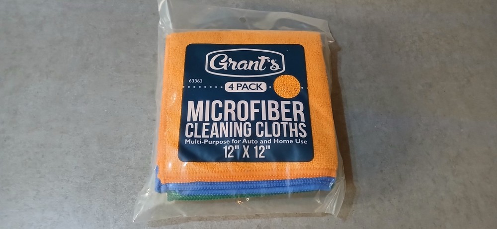 GRANT'S Microfiber Cleaning Cloth 12" x 12", 4-Pack
