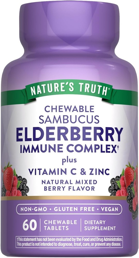 's Truth Elderberry Immune plex | 60 Chewable Tablets | Plus