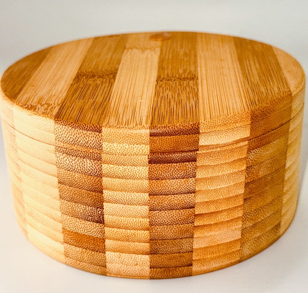 Salt Box Cellar with Spoon Double Capacity Bamboo