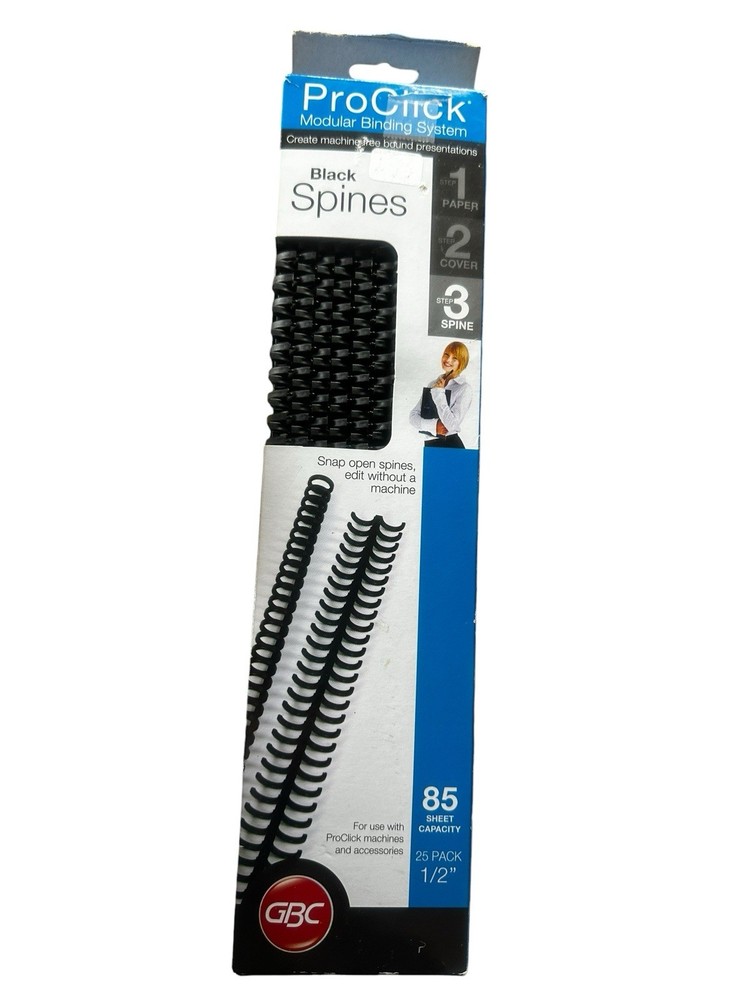 ProClick Modular Binding System 1/2” Black Spines 17 Pack 85 Sheet Capacity New
