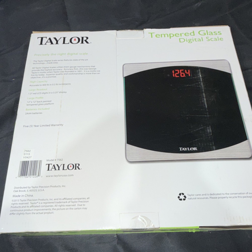 Taylor Tempered Glass Digital Scale Modern Black Silver Model 7562