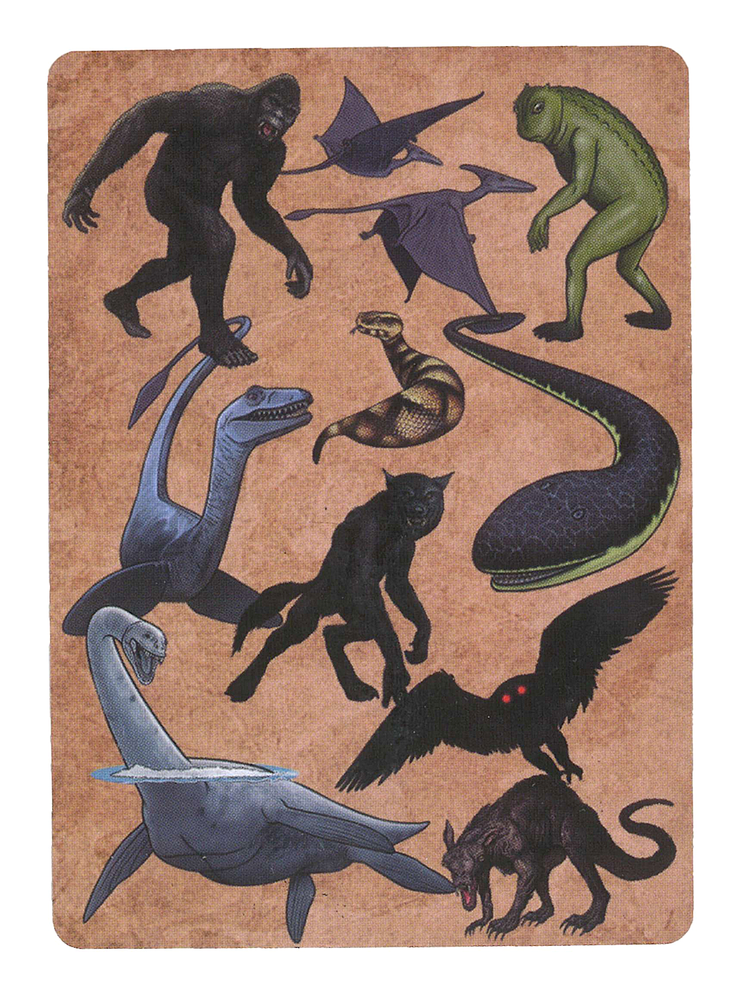 Cryptid Creatures Playing Cards Deck w/ Color Illustrations and Factoids (2024)