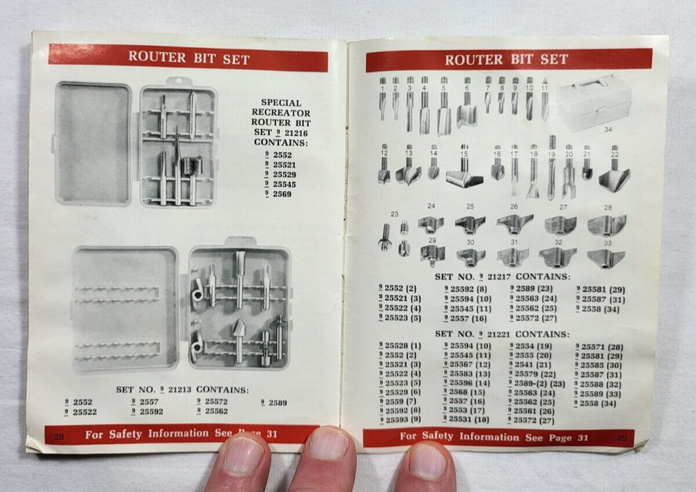 1973 - 1982 Sears Craftsman Router Bits & Accessories