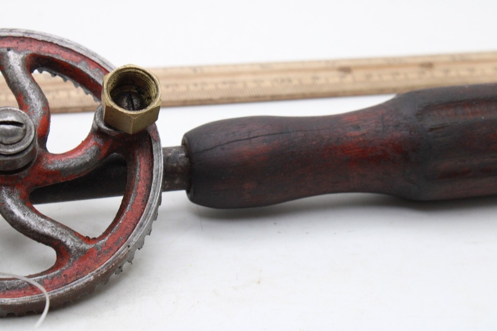 Antique 11" Hand Crank Eggbeater Drill Tool Only