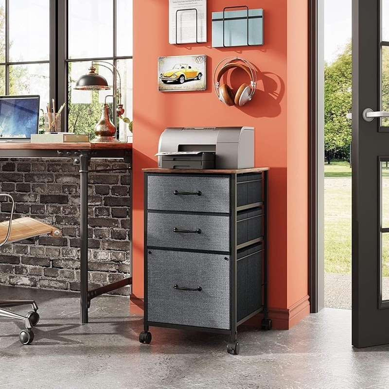 Mobile File Cabinet Rolling Printer Stand W/ 3 Drawers Office Storage Solution