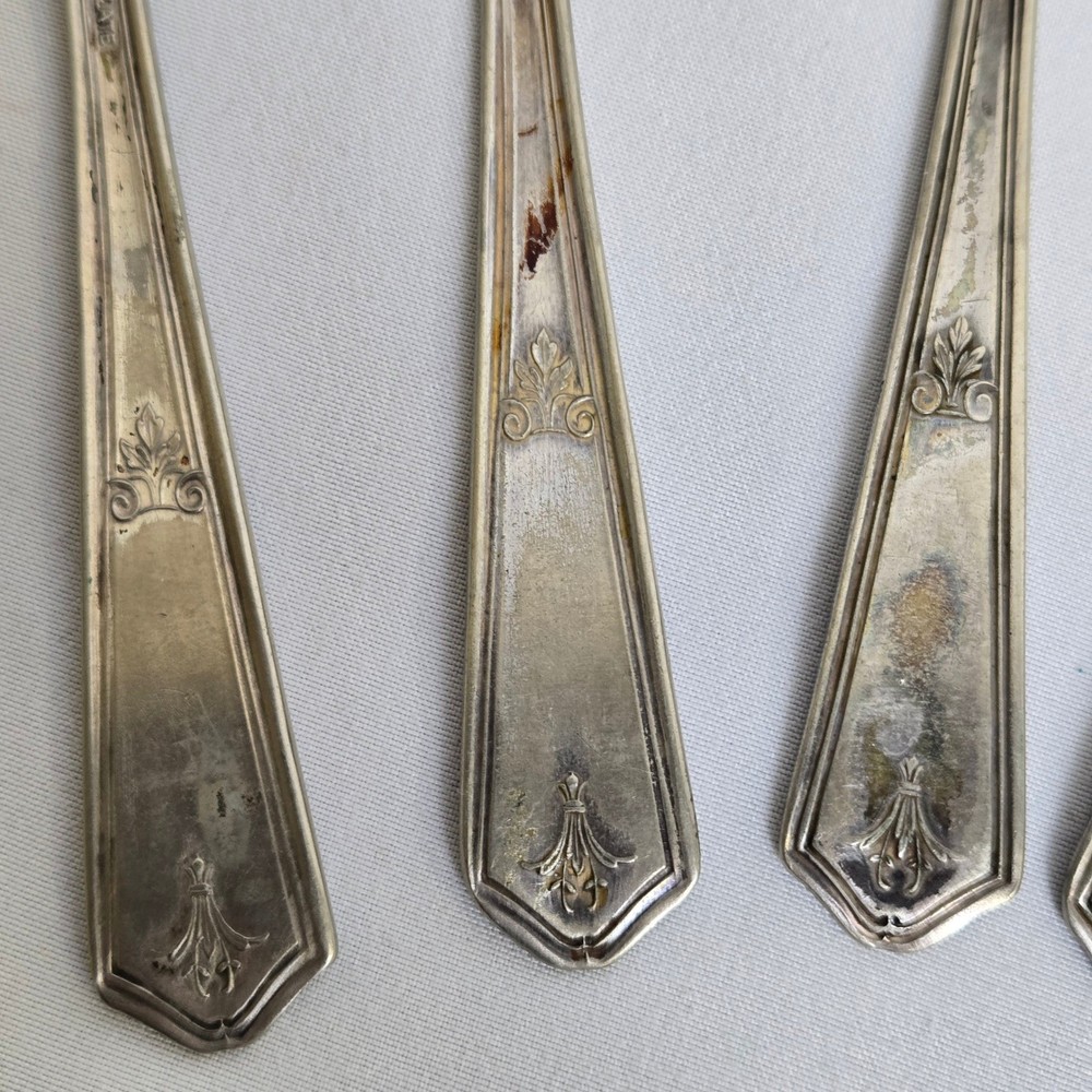 Bouquet Pattern Silverplate Teaspoons, 6", Set of 6, Vintage