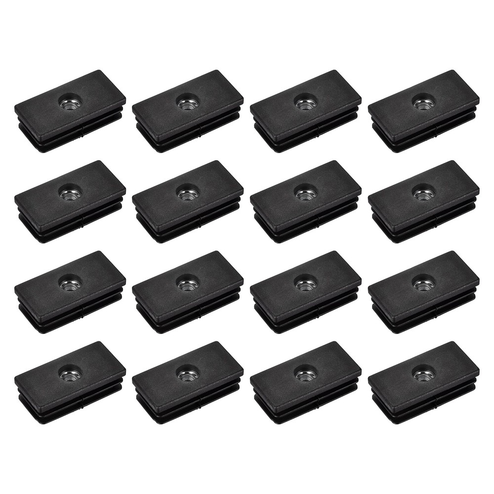 16Pcs 1.57"x0.79" Caster Insert with Thread, Rectangle M8 Thread for Furniture