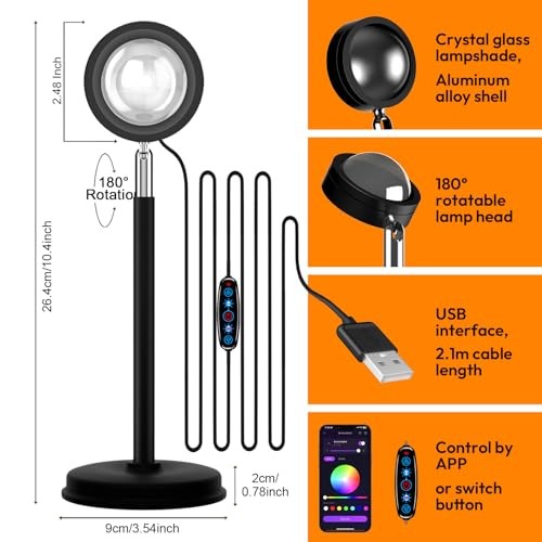 Sunset Lamp Projector with APP Control - 2Color Changing LED Sunset Light80° 1